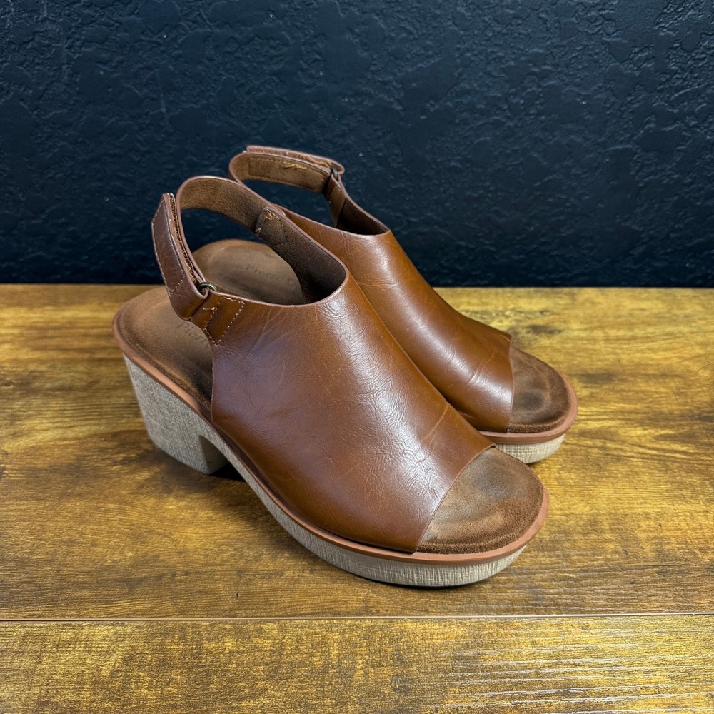 Pierre Dumas Clue-1 27189 Tan Leather Platform Sandal Womens 8.5